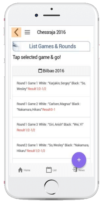 Chess game lists and rounds